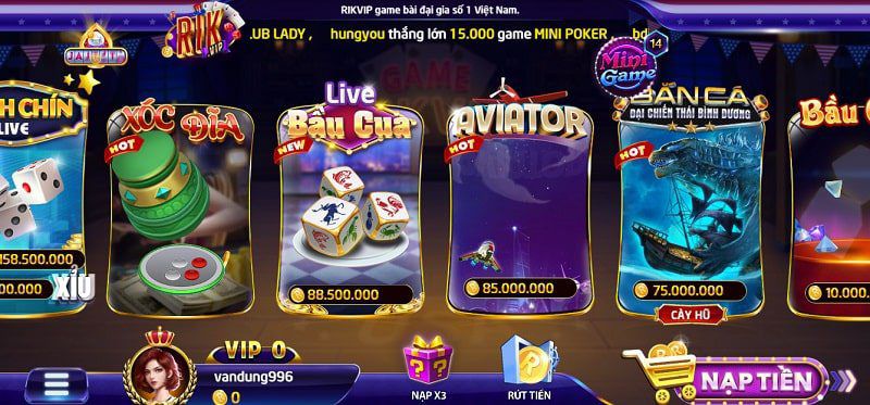 Các Trò Chơi phổ Biến Tại Rikvip
